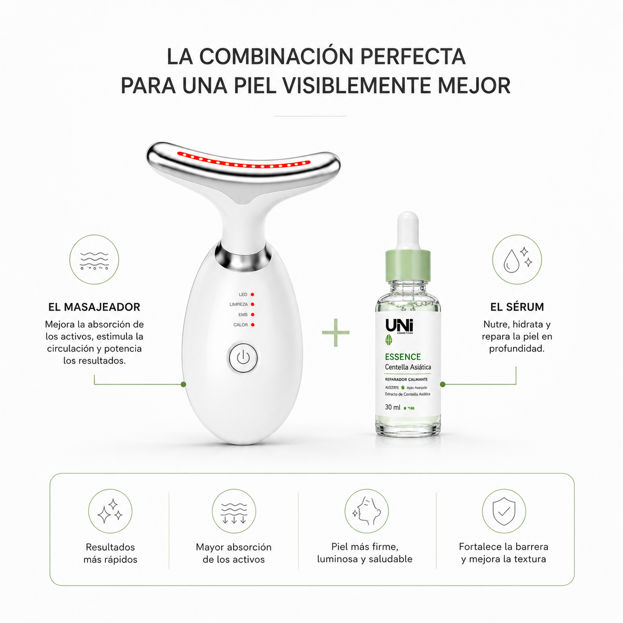 Masajeador Facial EMS Reafirmante Antiage para Papada, Rostro y Cuello