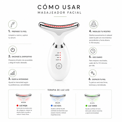 Masajeador Facial EMS Reafirmante Antiage para Papada, Rostro y Cuello